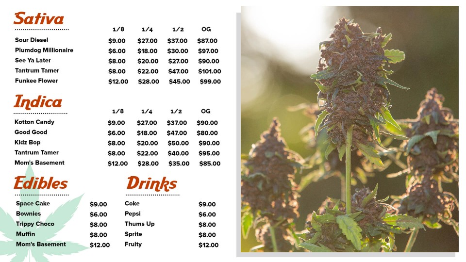 cannabis menu digital board templates